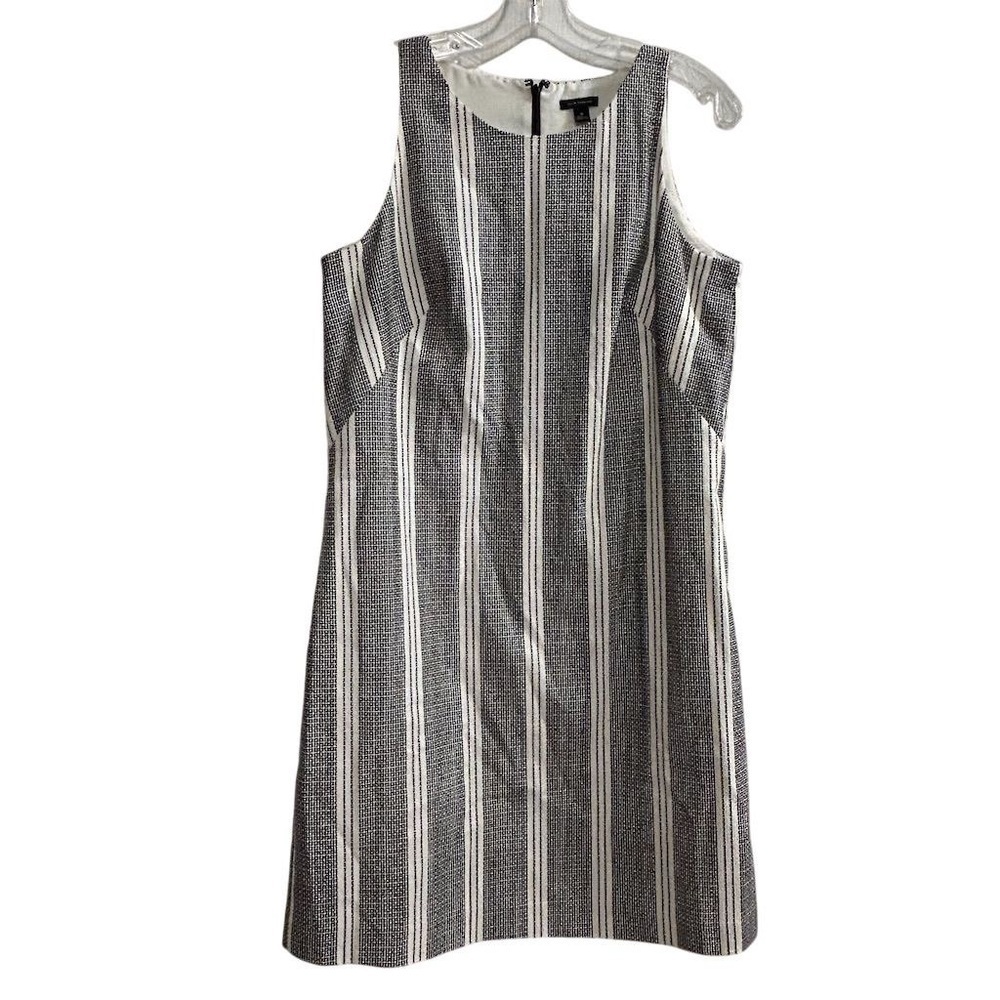 Ann Taylor Women's Size 8 Black & White Striped Shift‎ Dress Knee Length Lined